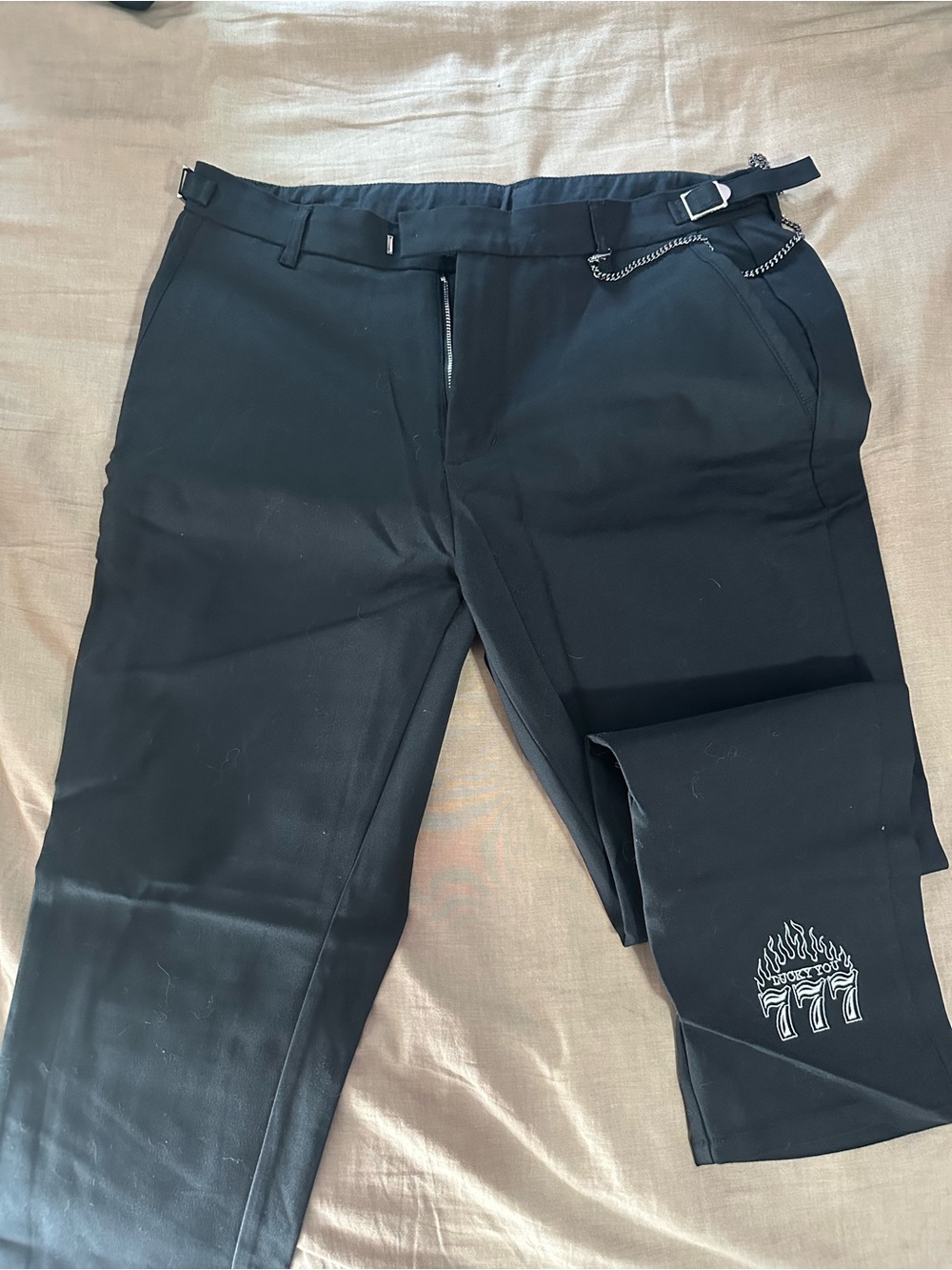 Shellcorp Men's Black Casual Trousers with Embroidered Detail